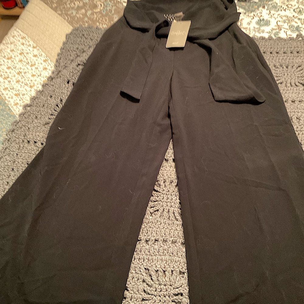 Anthropology Super Wide Leg Self Tie Dress Pants